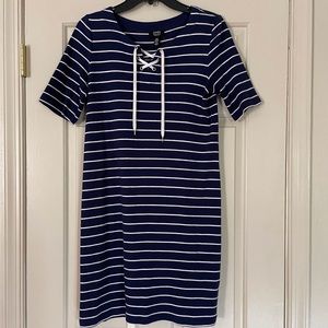 Jones New York Navy Blue Stripe Dress